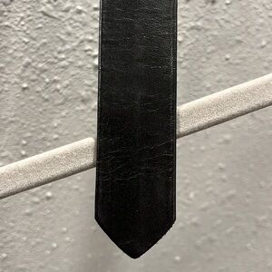 Vintage Black Leather Skinny Tie